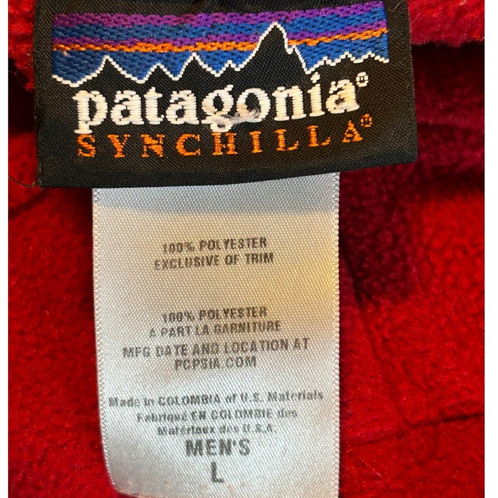 Patagonia Synchilla Men's Large Full Zip Fleece Jacket Red Midweight (46" Chest) - Picture 3 of 14
